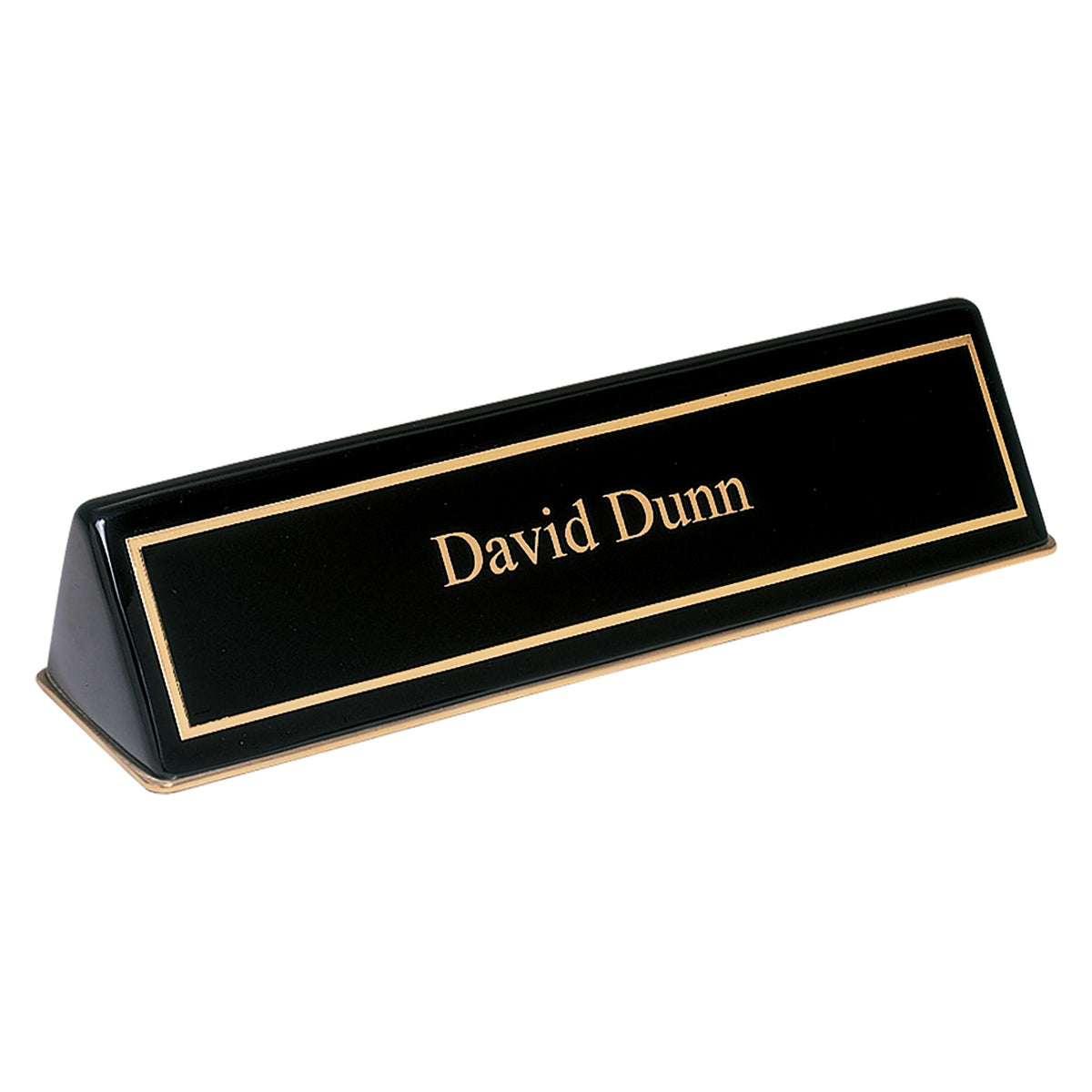 Engraved Piano Finish Desk Wedge with Black Plate - Black