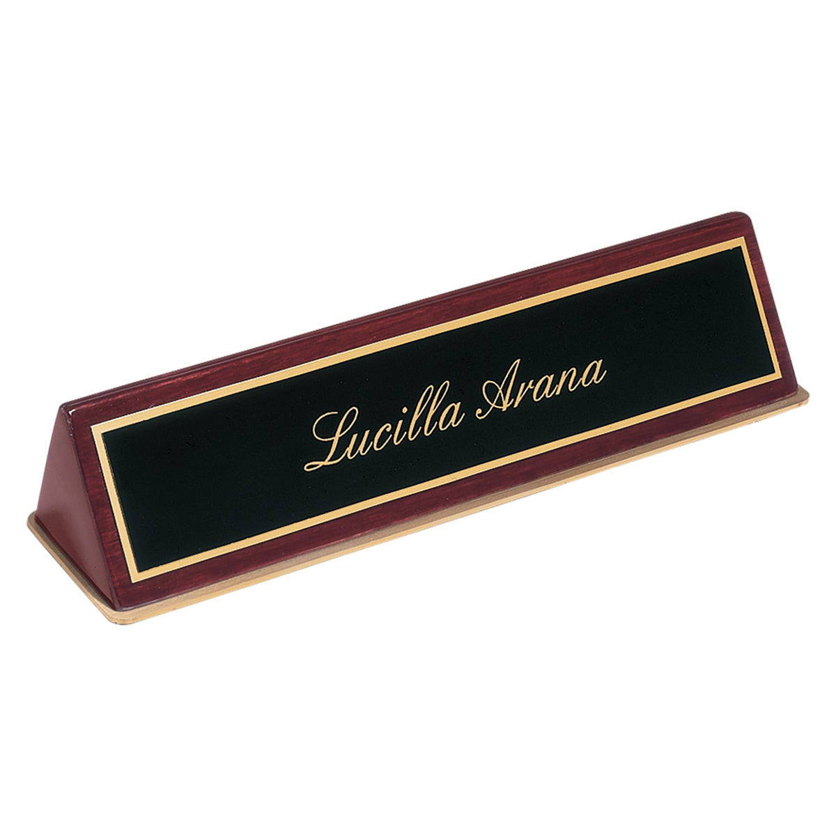 Engraved Piano Finish Desk Wedge with Black Plate - Rosewood