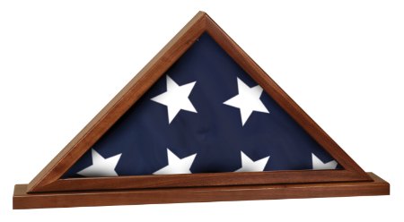 Engraved Genuine Walnut Flag Display Case with Base Attached - 16 1/4 x 8 1/4 in