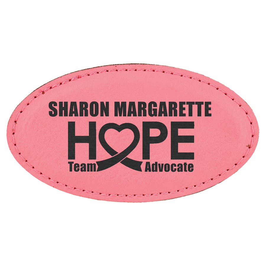 Engraved Leatherette Oval Badge with Magnet - Pink