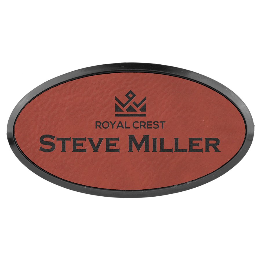 Engraved Leatherette Oval Badge and Frame - Rose