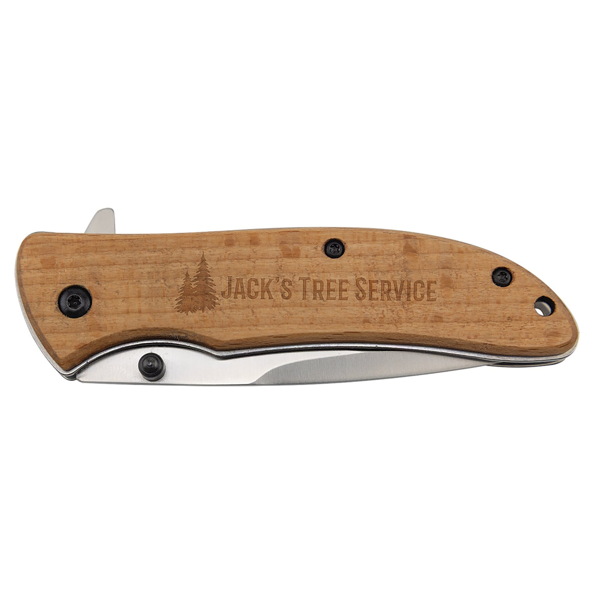 Engraved Bison River Wood Everyday Carry Knife