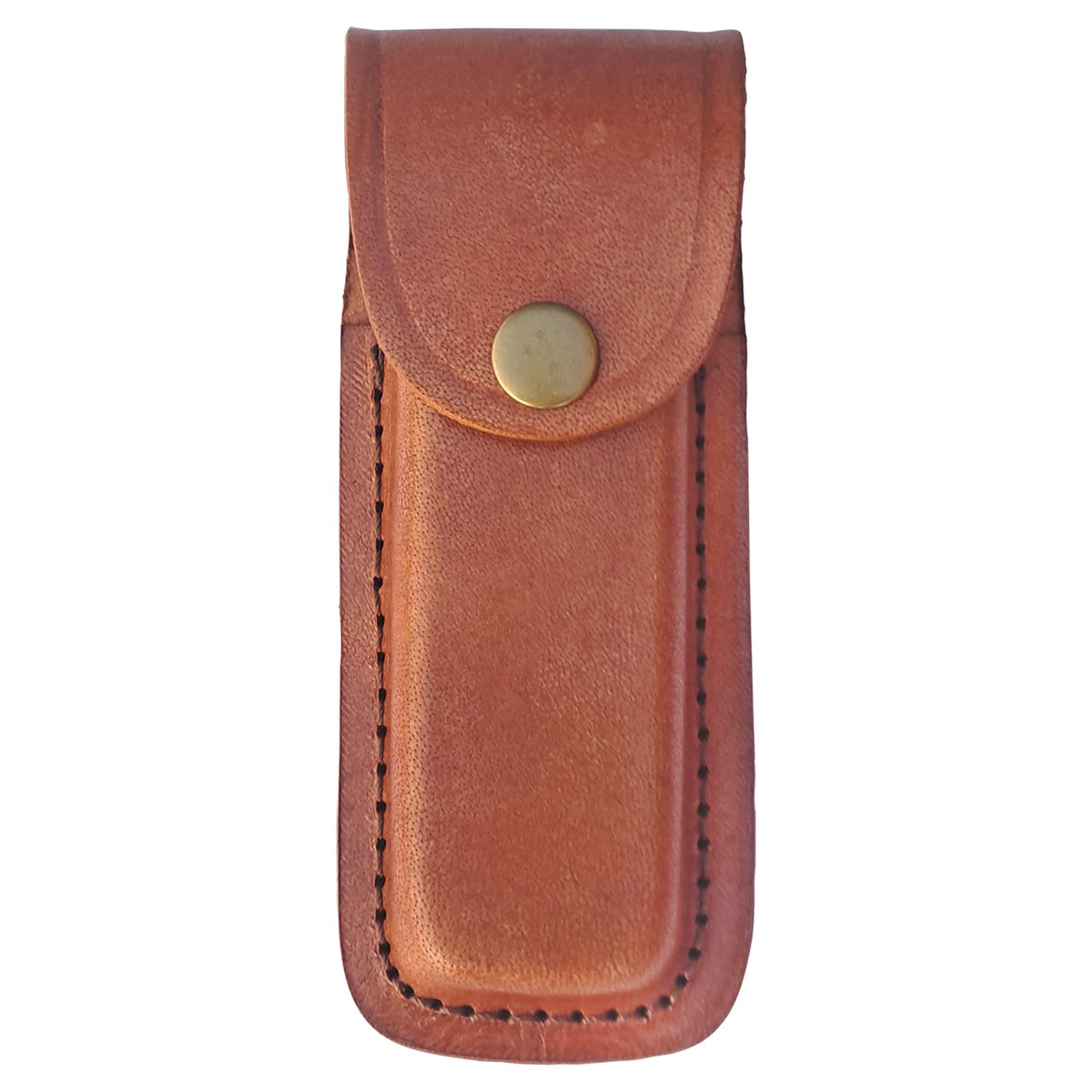 Engraved Bison River Leather Sheath with Snap Closure for Folding Knives - Fits up to 5 in closed