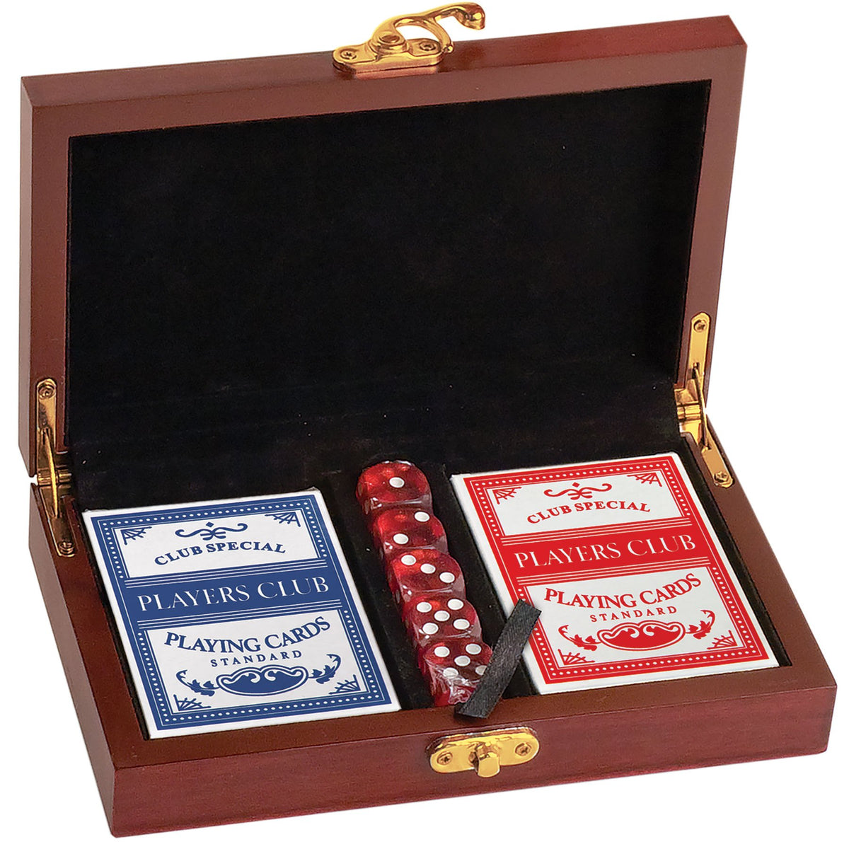 Engraved Rosewood Finish Card and Dice Set