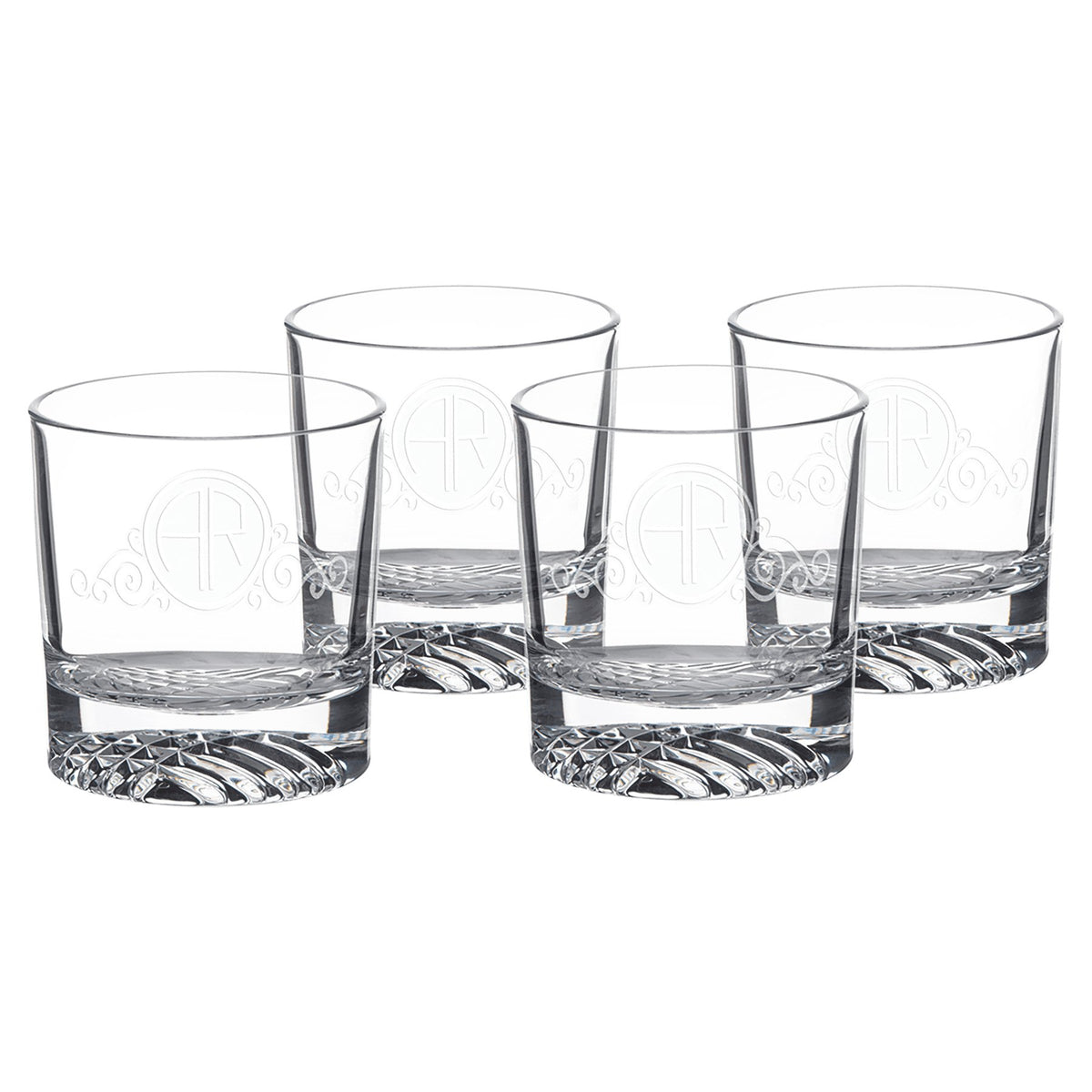 Engraved Polar Camel Set of Four Rocks Glasses in Gift Box - Round (9 oz)