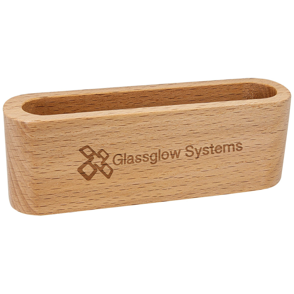 Engraved Beech Wood Business Card Holder