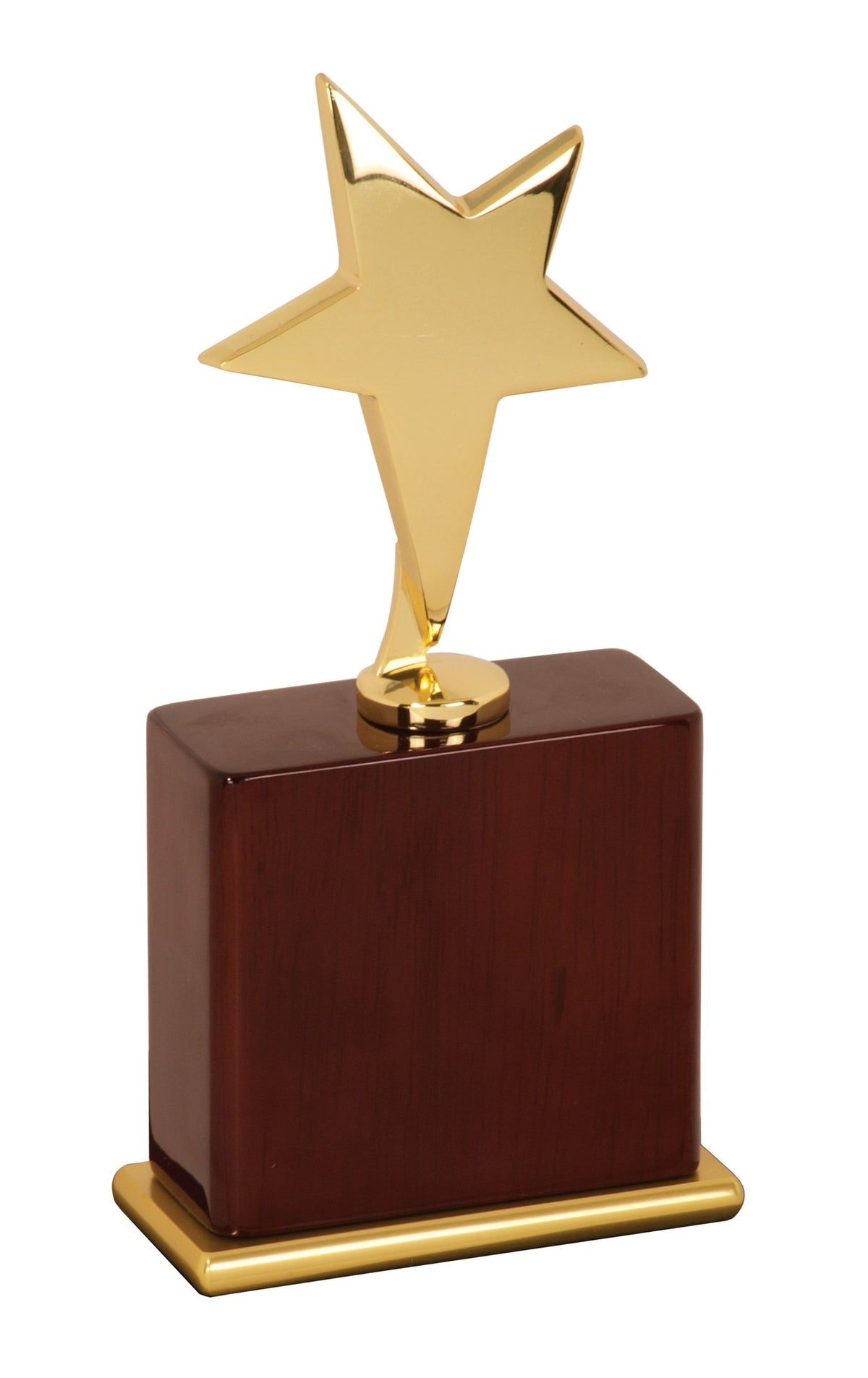 Engraved Gold Star Award on Rosewood Piano Finish Base - 8 in