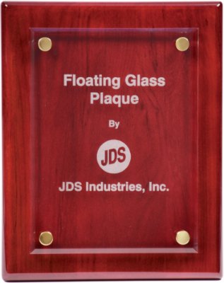 Engraved Piano Finish Floating Glass Plaque - Rosewood / 8 x 10 in