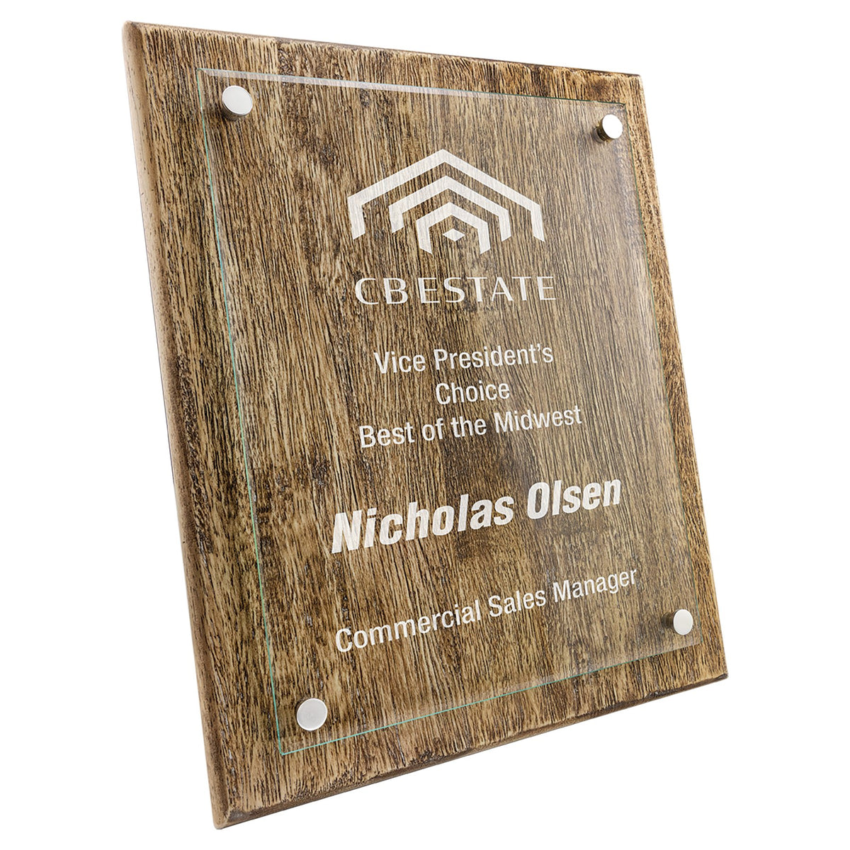 Engraved Barnwood Floating Glass Plaque - 10 1/2 x 13 in