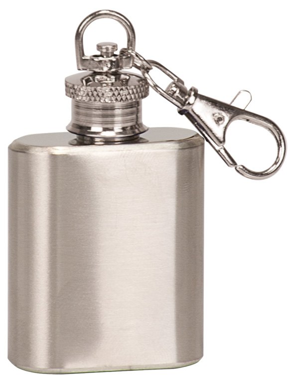 Engraved 1 oz Mini Flask Keychain - Stainless Steel