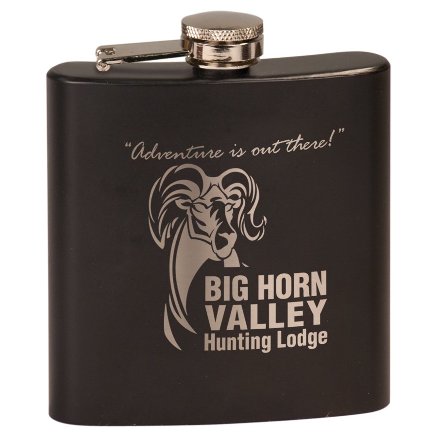 Engraved 6 oz Stainless Steel Flask - Matte Black