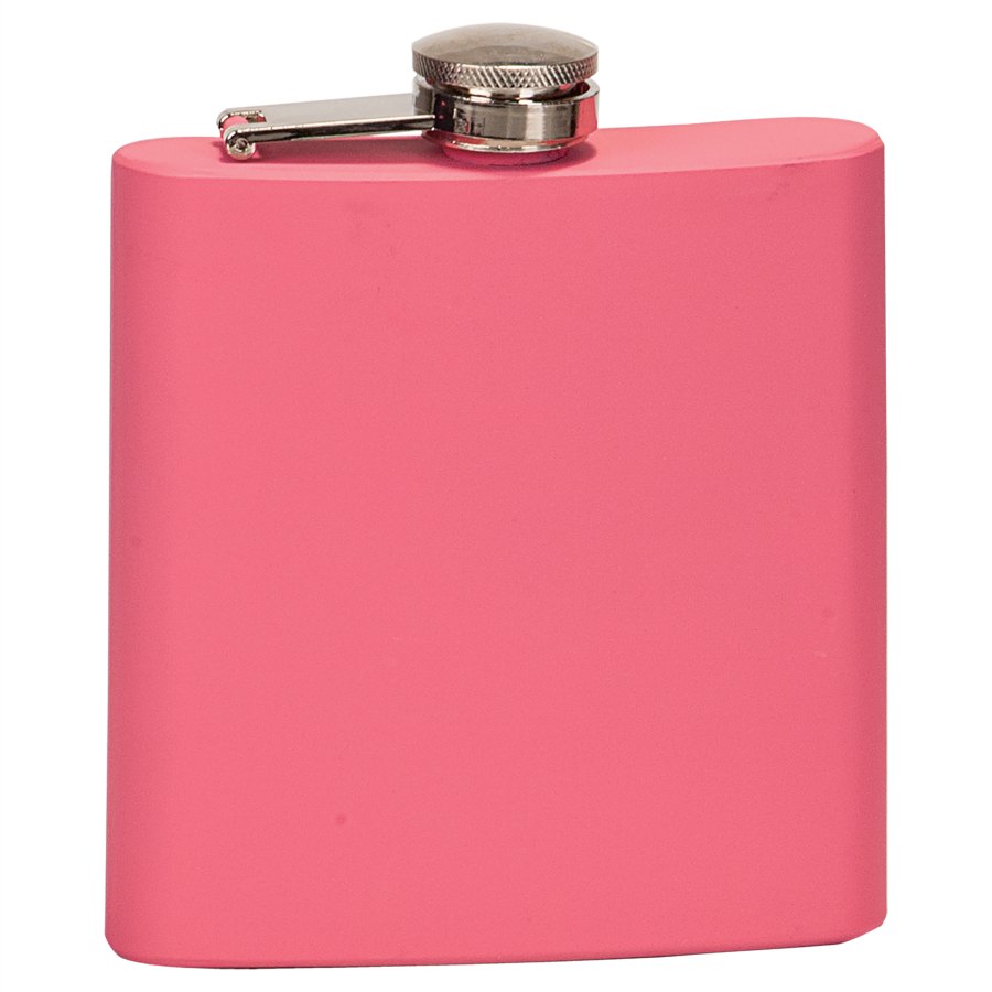 Engraved 6 oz Stainless Steel Flask - Matte Pink