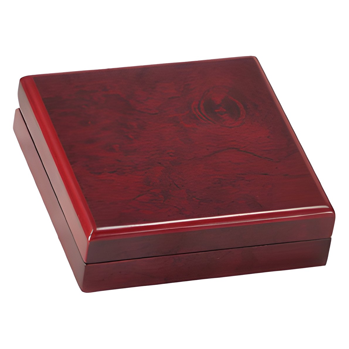 Engraved Rosewood Finish Medal Box - 4 1/4 x 1 1/4 x 4 1/4 in