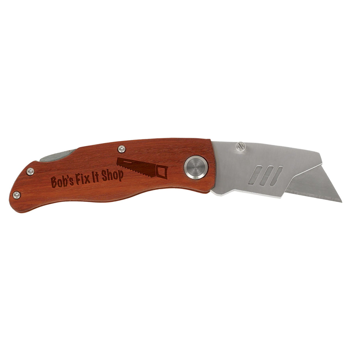 Engraved Wood Handle Utility Knife