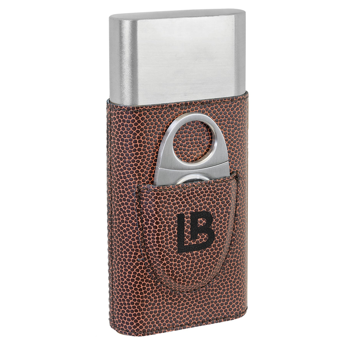 Engraved Football Leatherette Cigar Case with Cutter