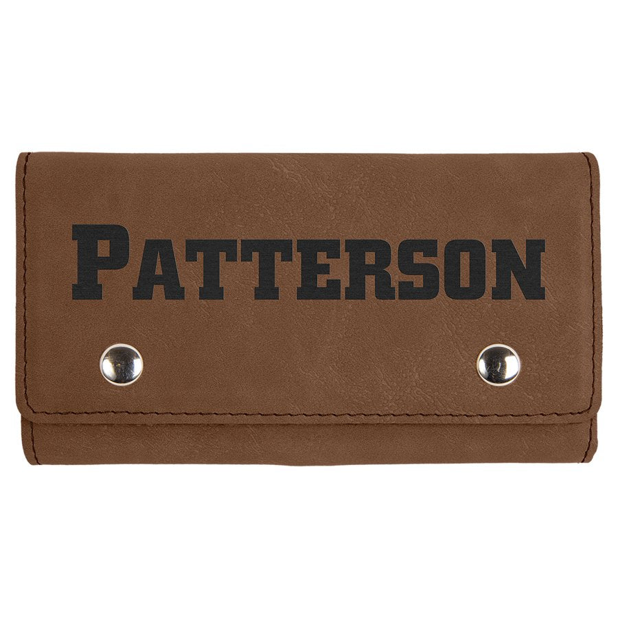 Engraved Leatherette Card and Dice Set - Dark Brown