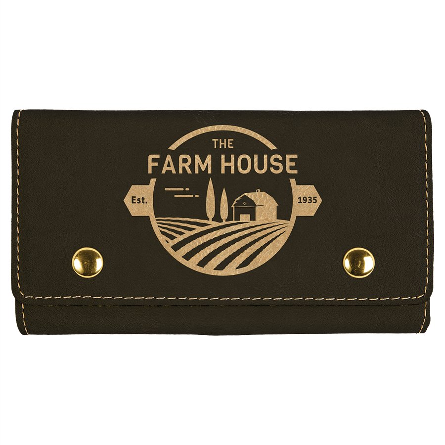 Engraved Leatherette Card and Dice Set - Black/Gold