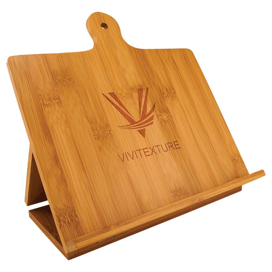 Engraved Bamboo Standing Chef's Easel - 10 1/4 x 10 1/2 in