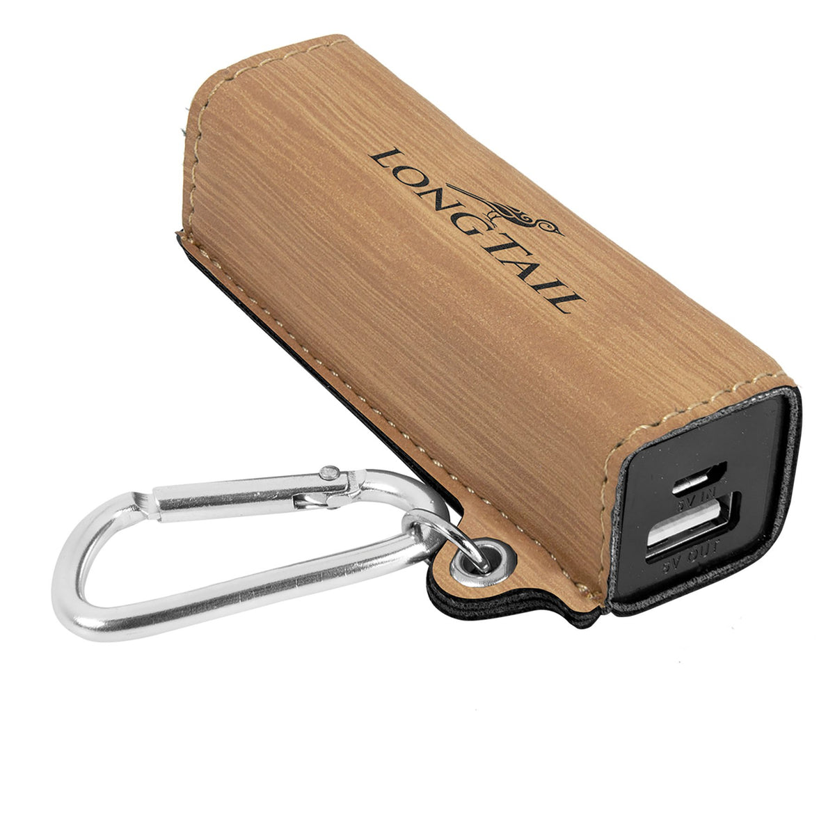 Engraved Leatherette 2200 mAh Power Bank - Bamboo / USB