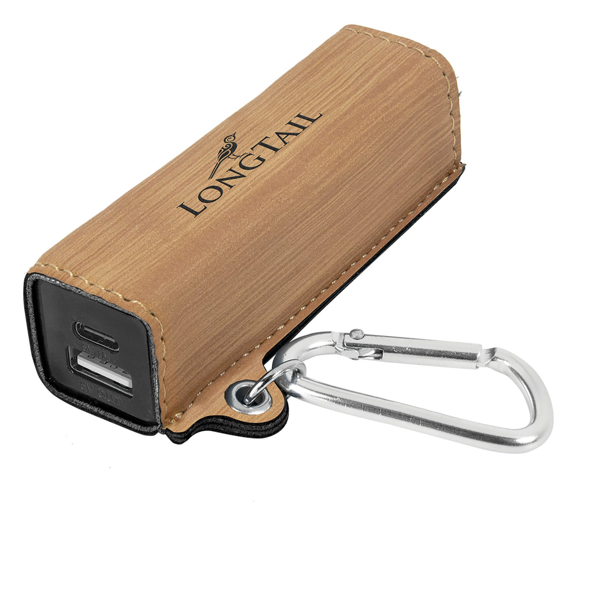 Engraved Leatherette 2200 mAh Power Bank - Bamboo / USB-C