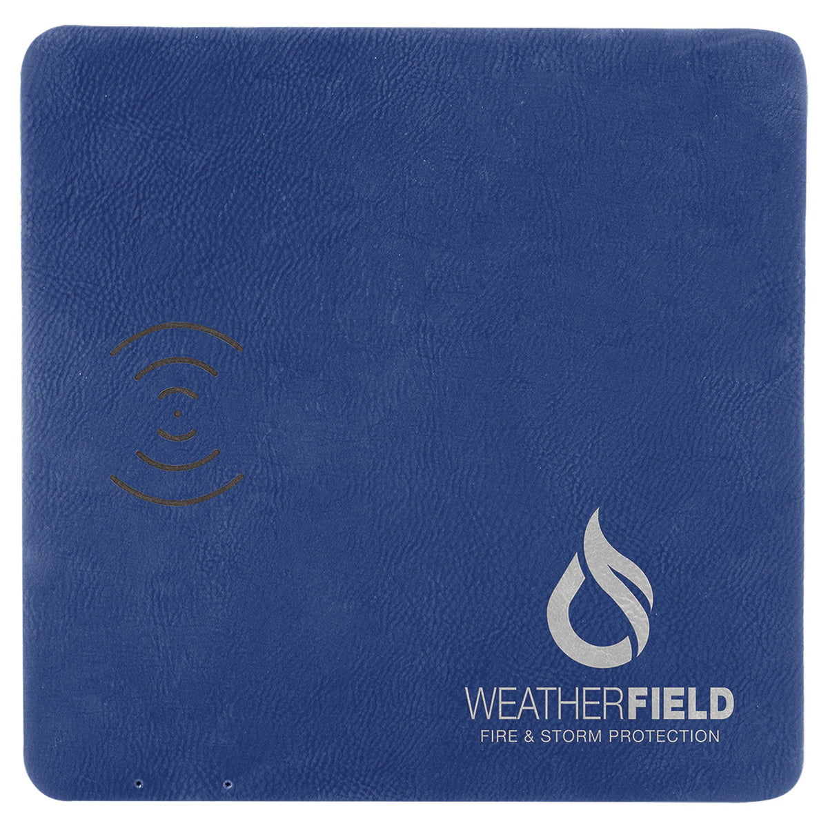 Engraved Leatherette Phone Charging Mat - Blue/Silver