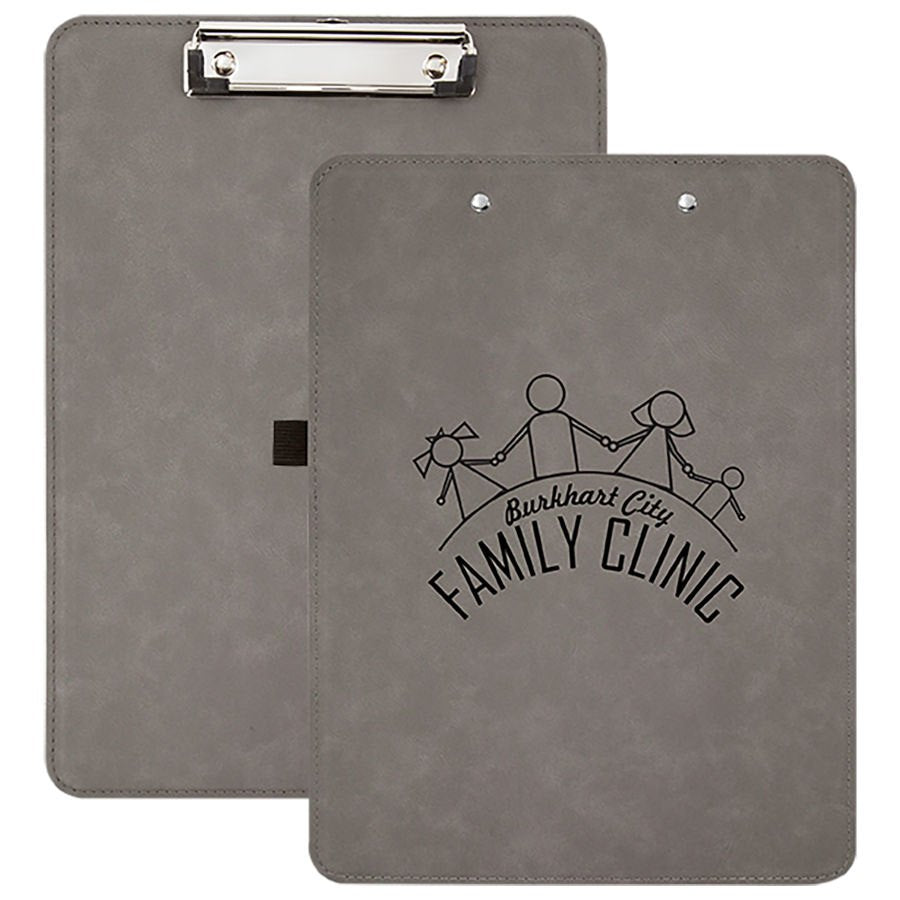Engraved Leatherette Clipboard - Gray