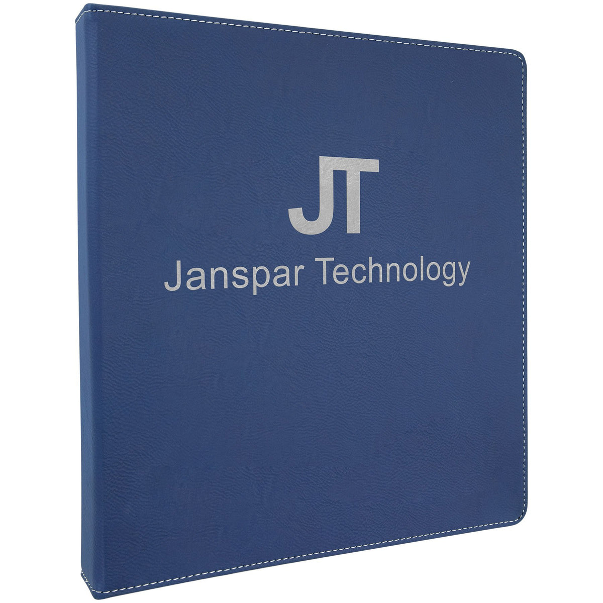 Engraved Leatherette 3-Ring Binder with Slant D-Rings - Blue/Silver / 10 1/2 x 11 1/2 in (1 in rings)