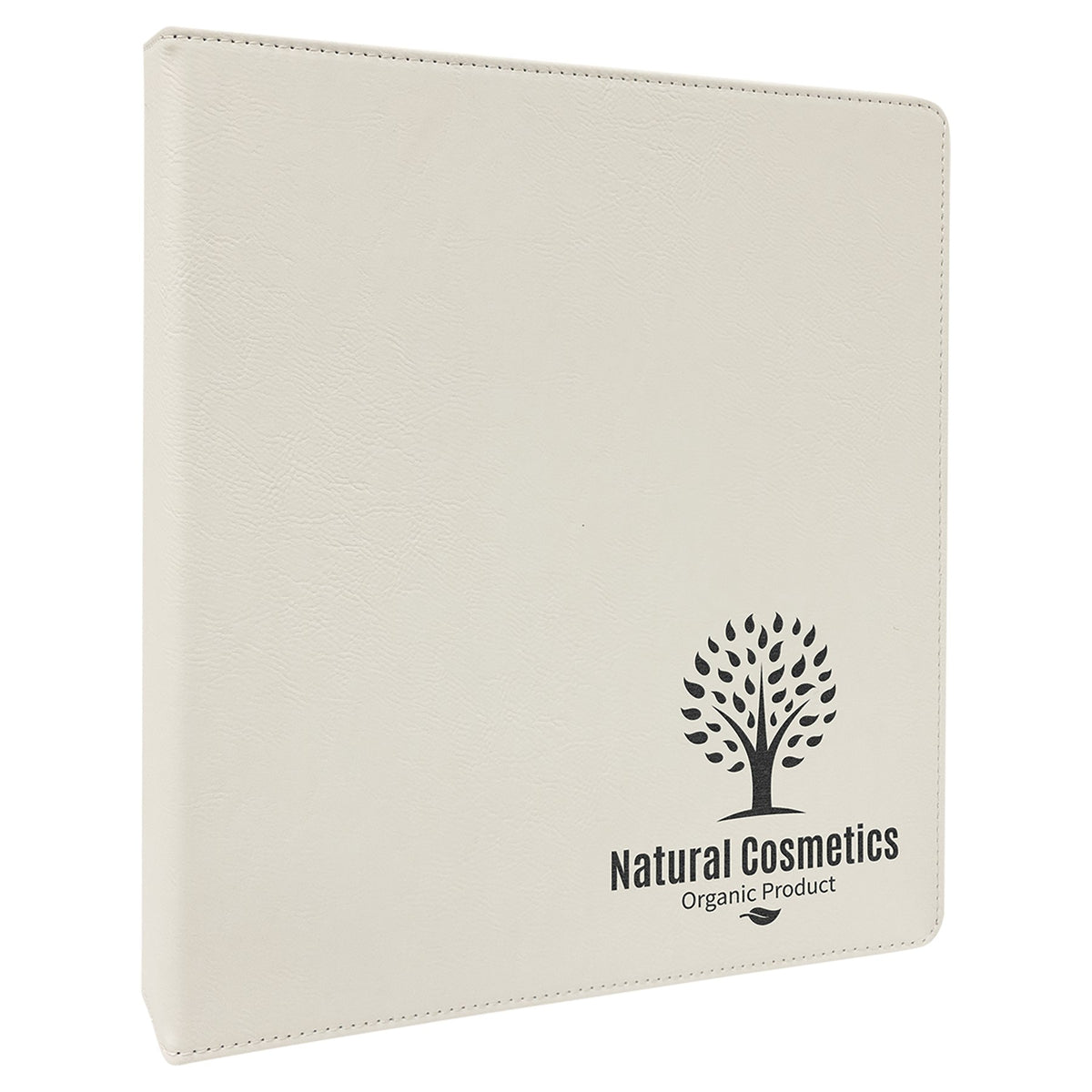 Engraved Leatherette 3-Ring Binder with Slant D-Rings - White / 10 1/2 x 11 1/2 in (1 in rings)