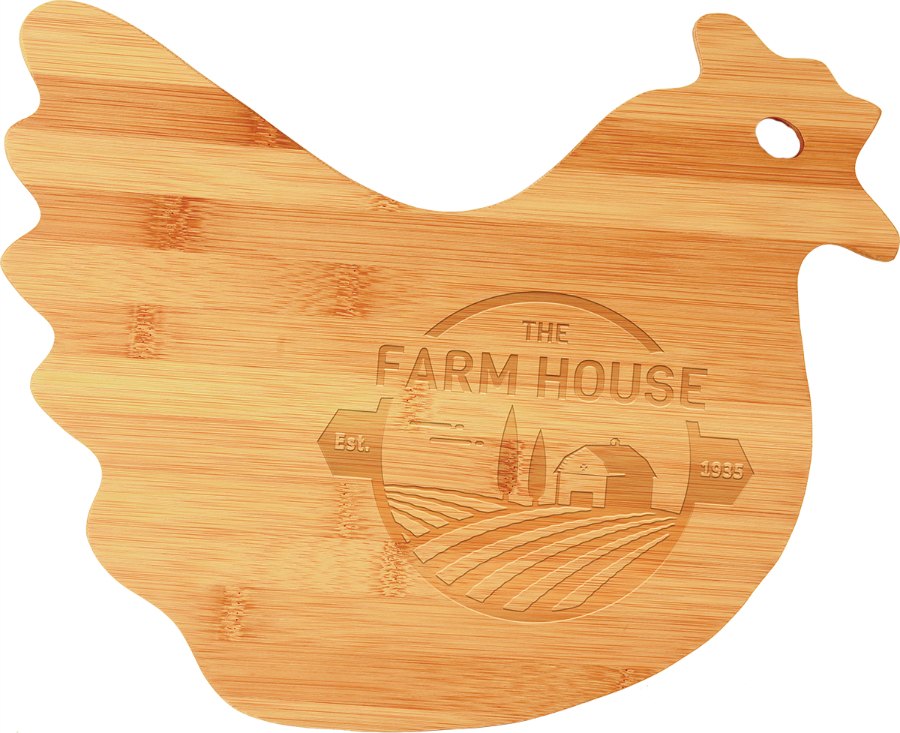 Engraved Bamboo Hen Shaped Cutting Board