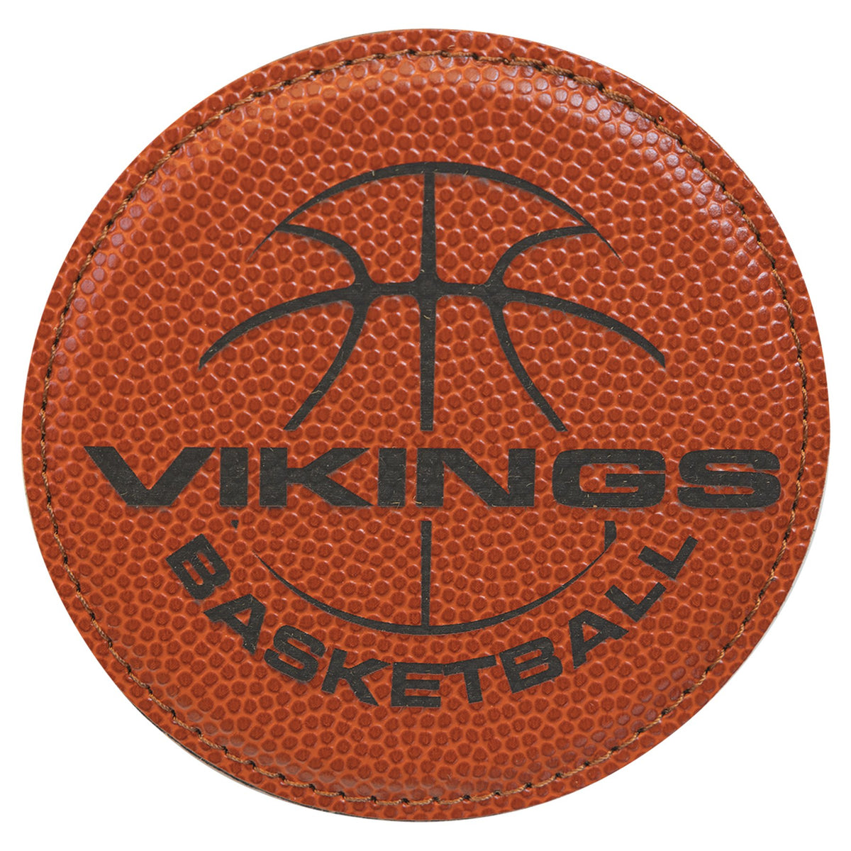 Engraved Basketball Round Leatherette Coaster