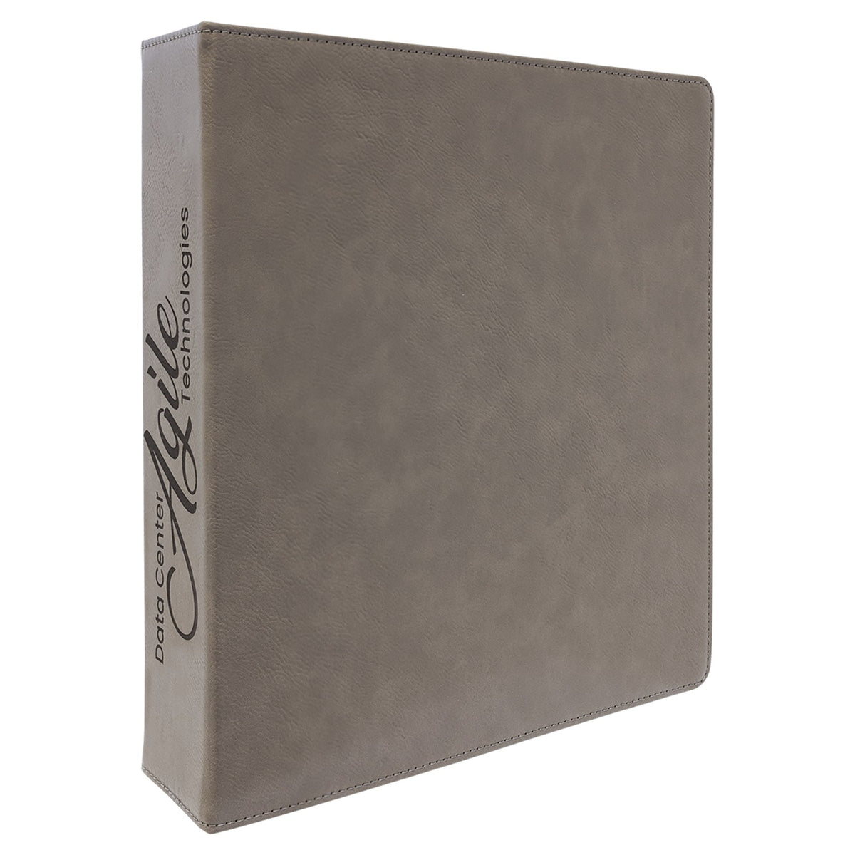 Engraved Leatherette 3-Ring Binder with Slant D-Rings - Gray / 11 x 11 1/2 in (2 in rings)