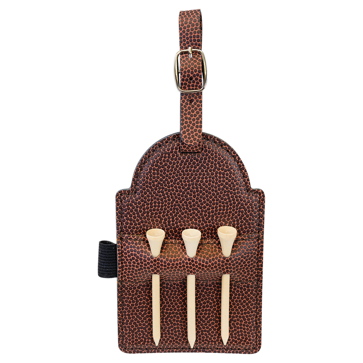 Engraved Football Leatherette Golf Bag Tag with 3 Wooden Tees