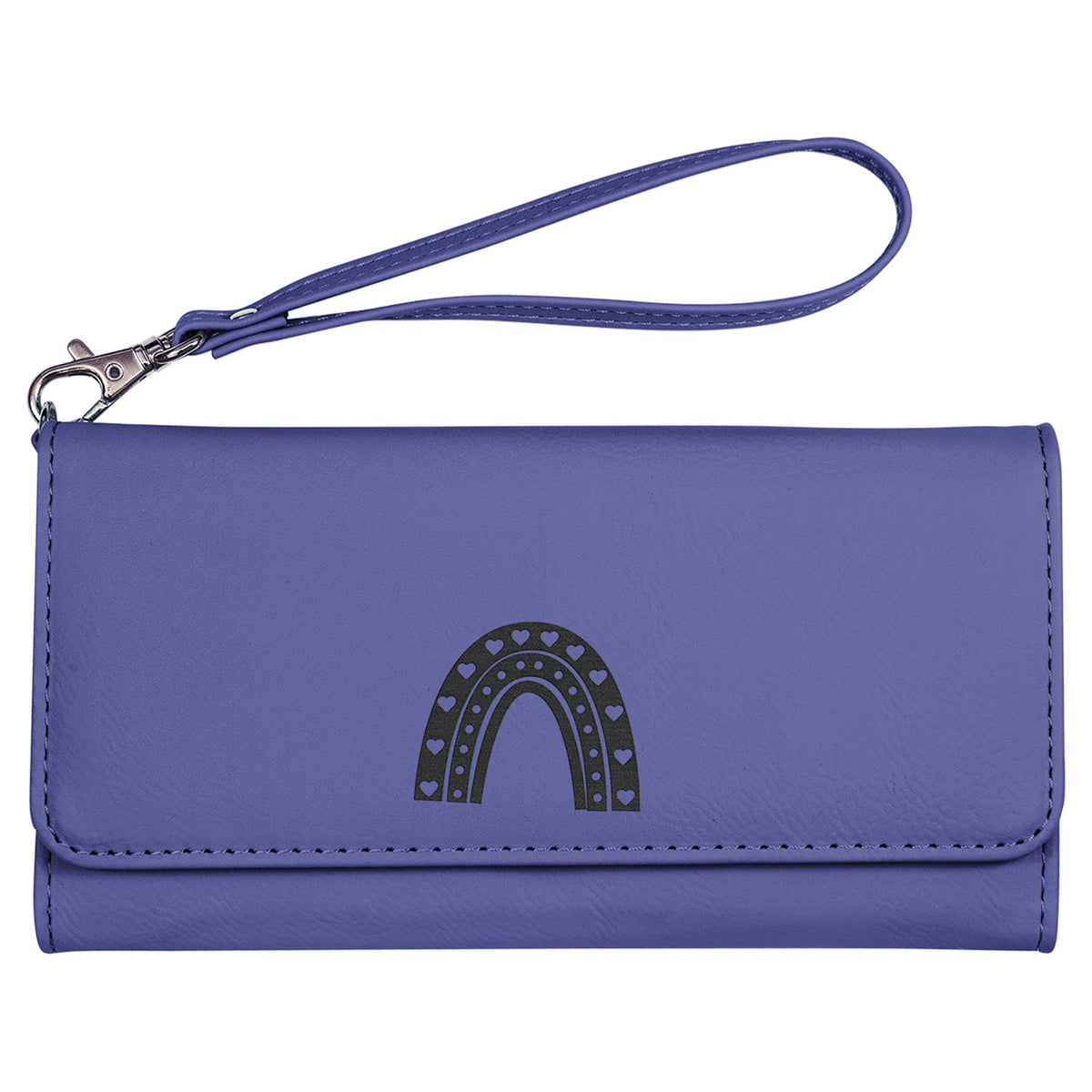 Engraved Leatherette Wallet with Strap - Purple