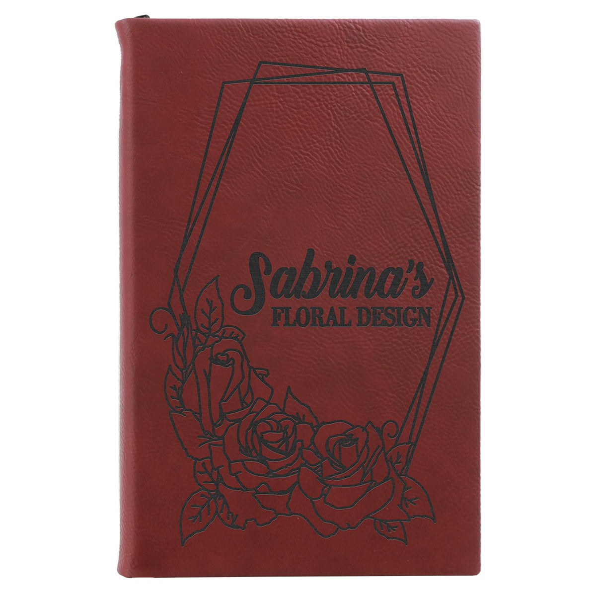 Engraved Leatherette Sketch Book with Unlined Notepad - Rose / 5 1/4 x 8 1/4 in