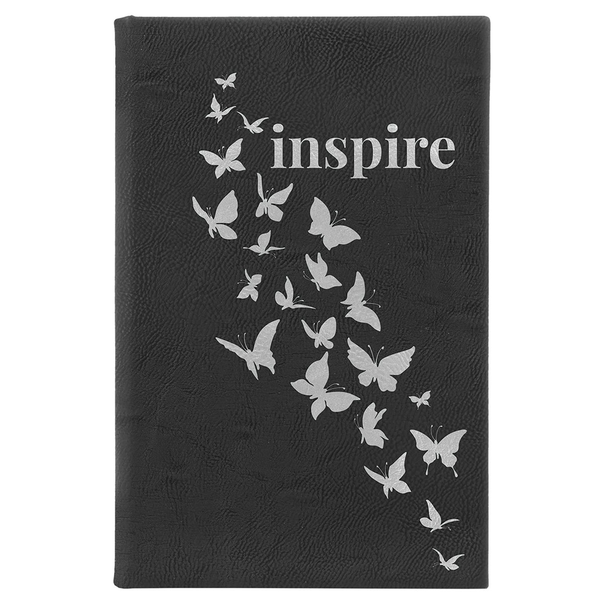 Engraved Leatherette Sketch Book with Unlined Notepad - Black/Silver / 5 1/4 x 8 1/4 in