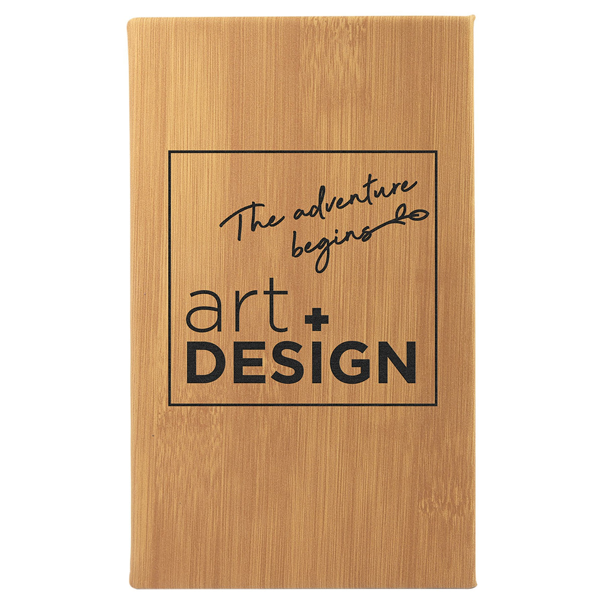 Engraved Leatherette Sketch Book with Unlined Notepad - Bamboo / 5 1/4 x 8 1/4 in