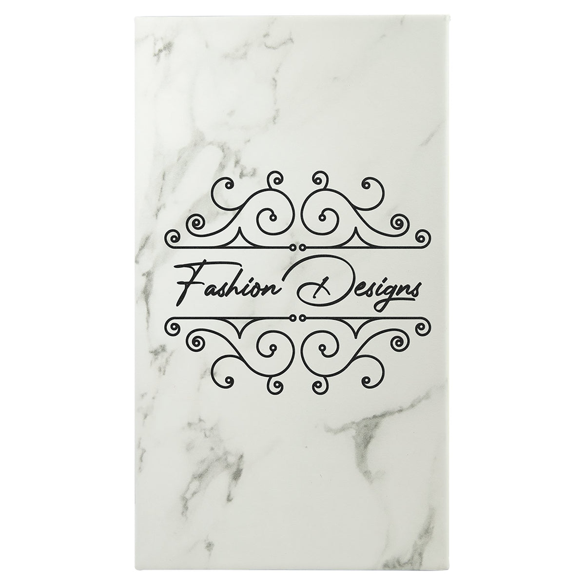 Engraved Leatherette Sketch Book with Unlined Notepad - White Marble / 5 1/4 x 8 1/4 in