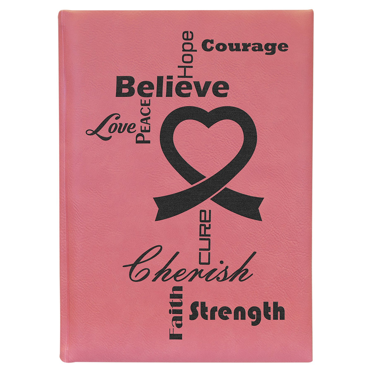 Engraved Leatherette Journal with Lined Notepad - Pink / 7 x 9 3/4 in