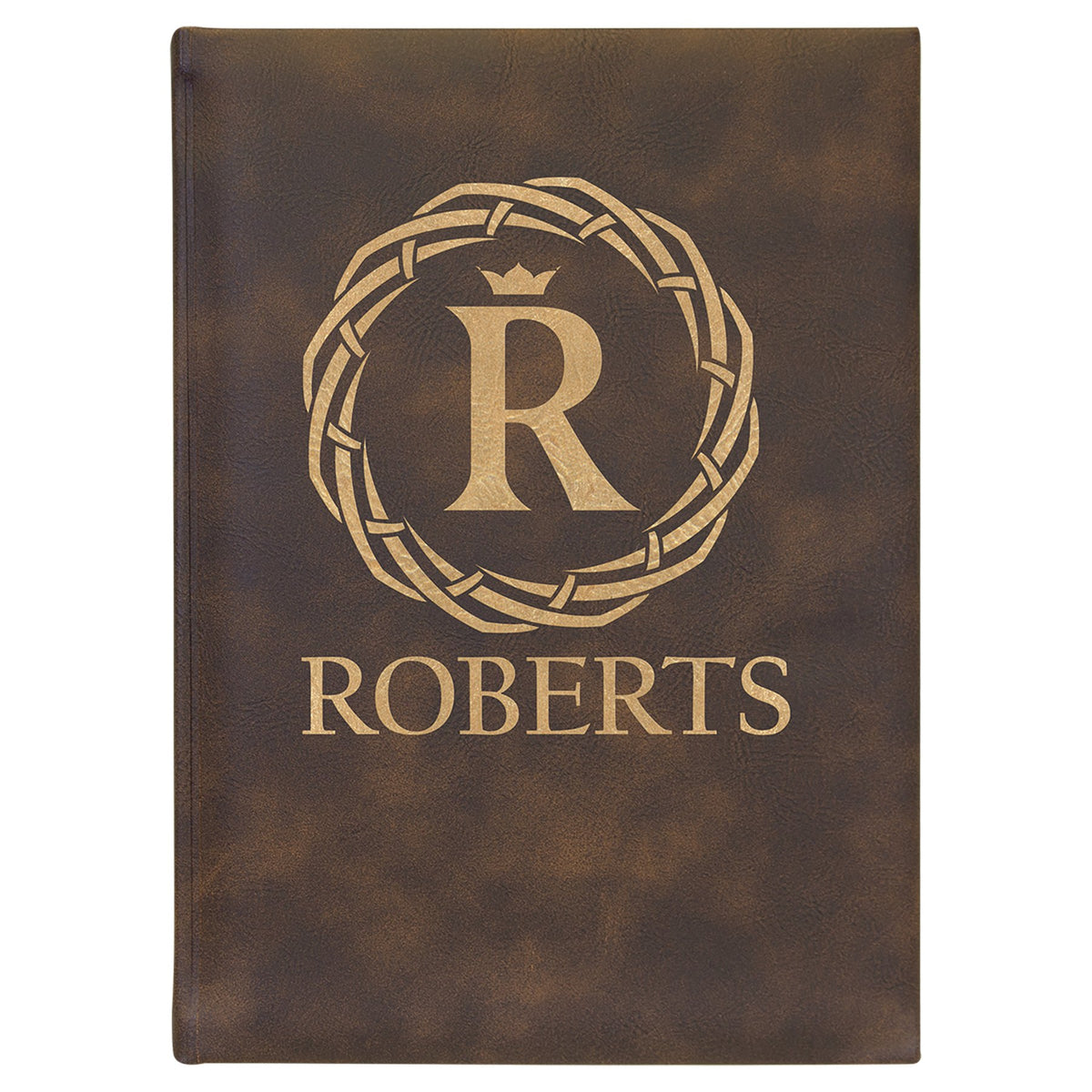 Engraved Leatherette Journal with Lined Notepad - Rustic/Gold / 7 x 9 3/4 in