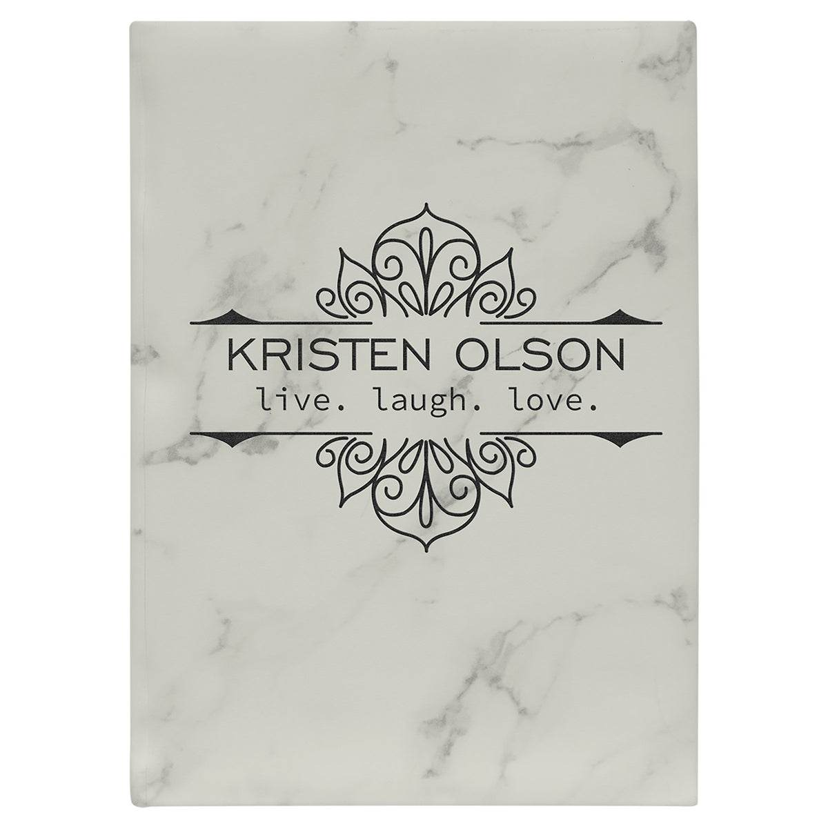 Engraved Leatherette Journal with Lined Notepad - White Marble / 7 x 9 3/4 in