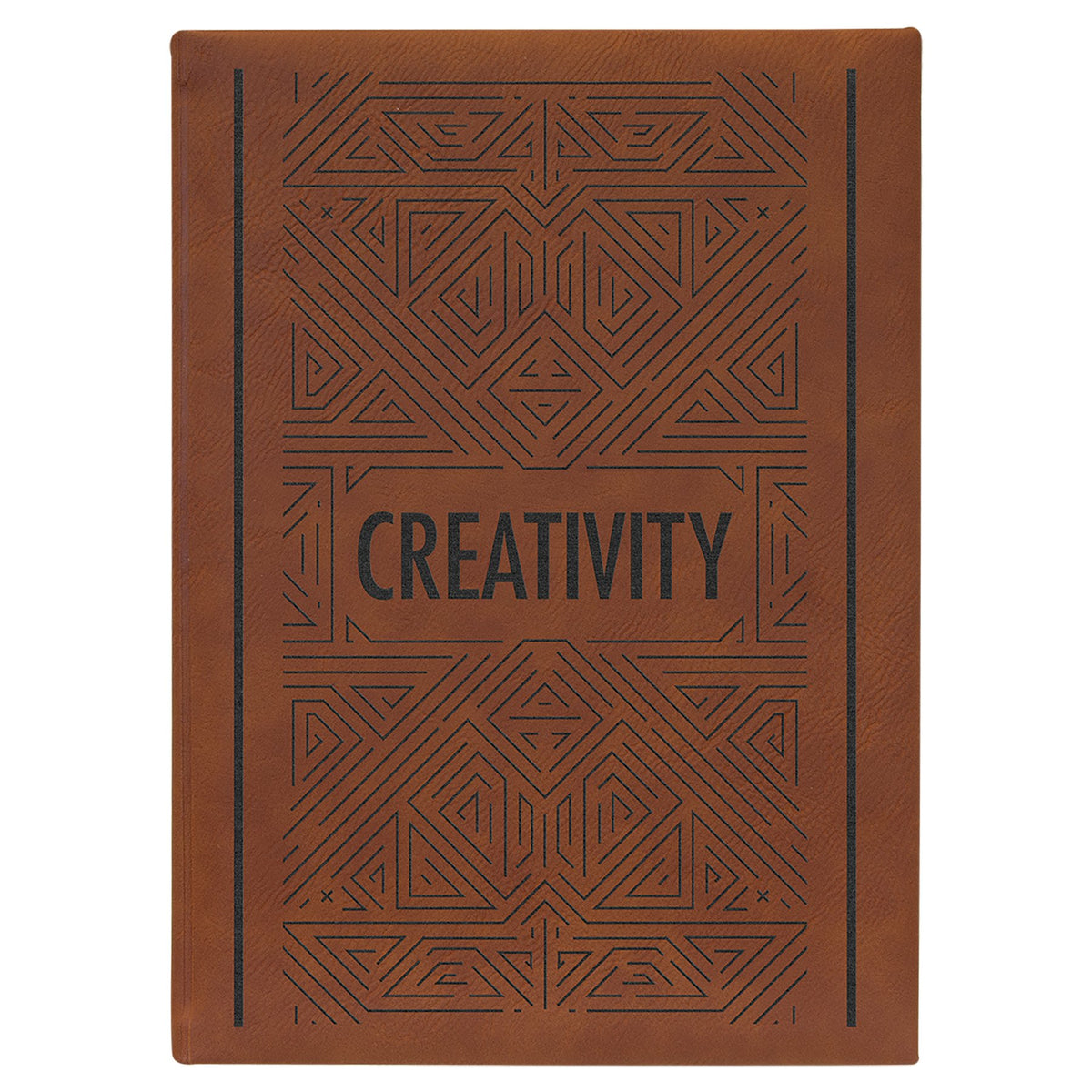 Engraved Leatherette Sketch Book with Unlined Notepad - Rawhide / 7 x 9 3/4 in