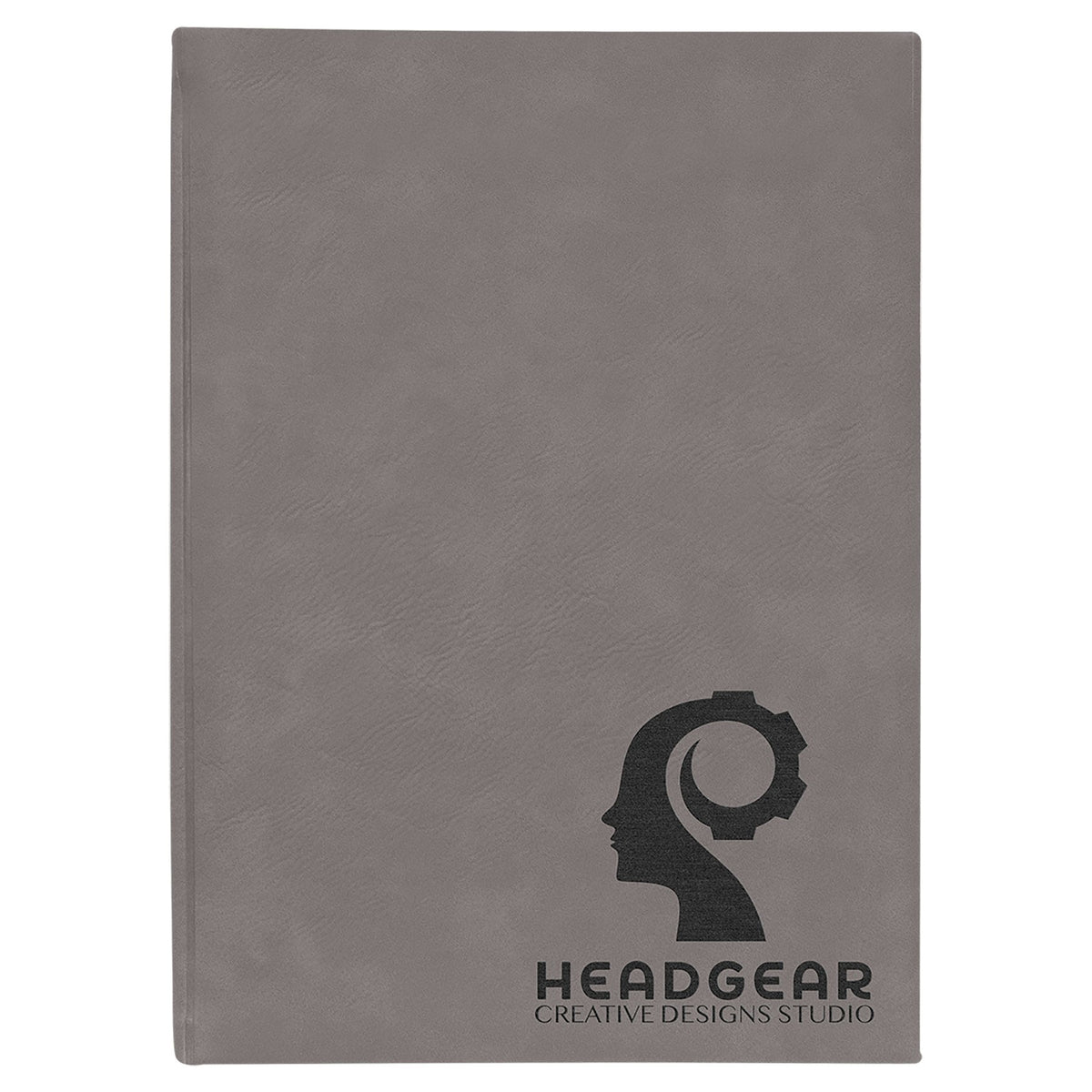 Engraved Leatherette Sketch Book with Unlined Notepad - Gray / 7 x 9 3/4 in