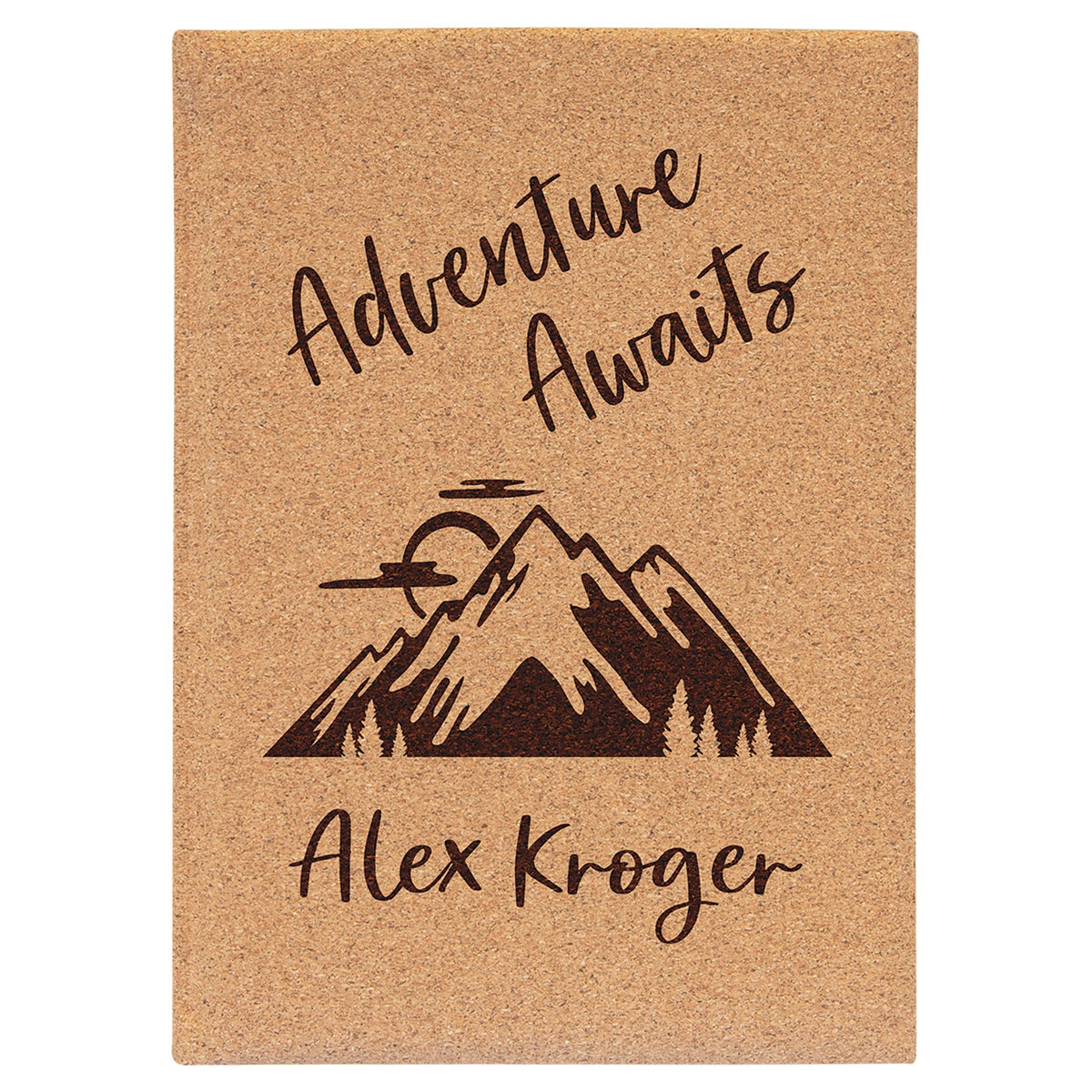 Engraved Leatherette Sketch Book with Unlined Notepad - Cork / 7 x 9 3/4 in