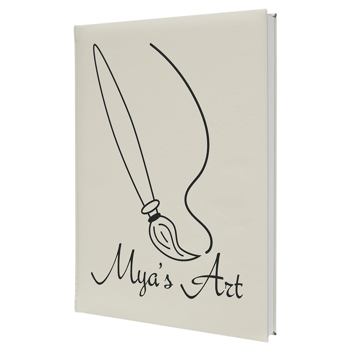 Engraved Leatherette Sketch Book with Unlined Notepad - White / 7 x 9 3/4 in