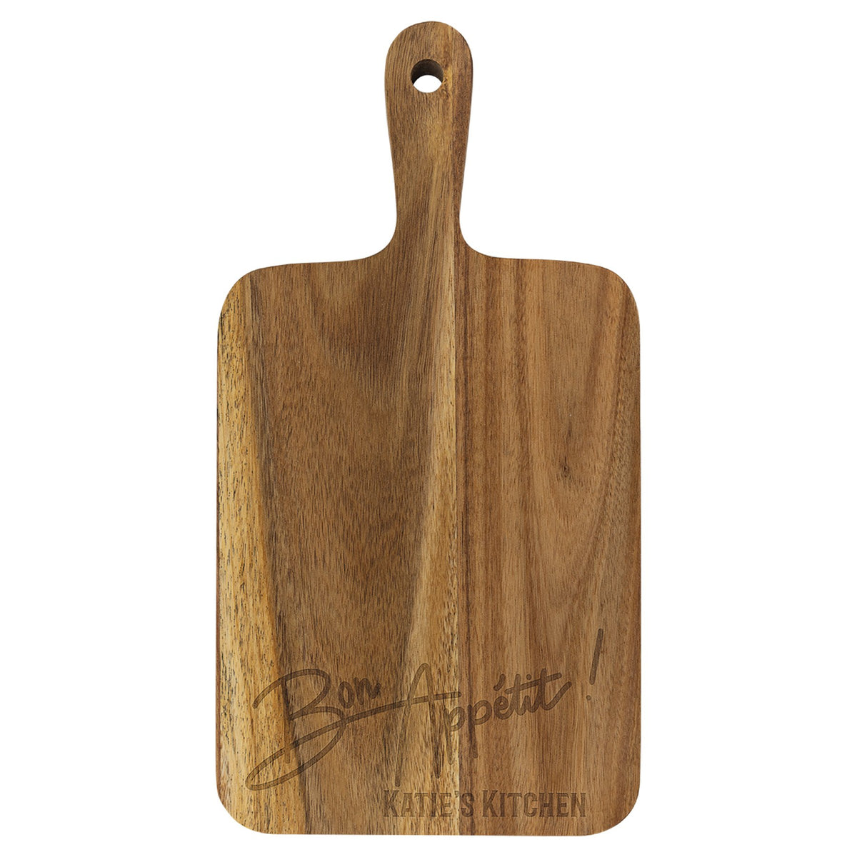 Engraved Acacia Paddle-Shaped Cutting Board