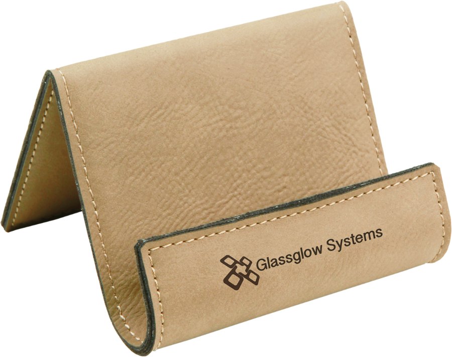 Engraved Leatherette Holder Easel - Light Brown
