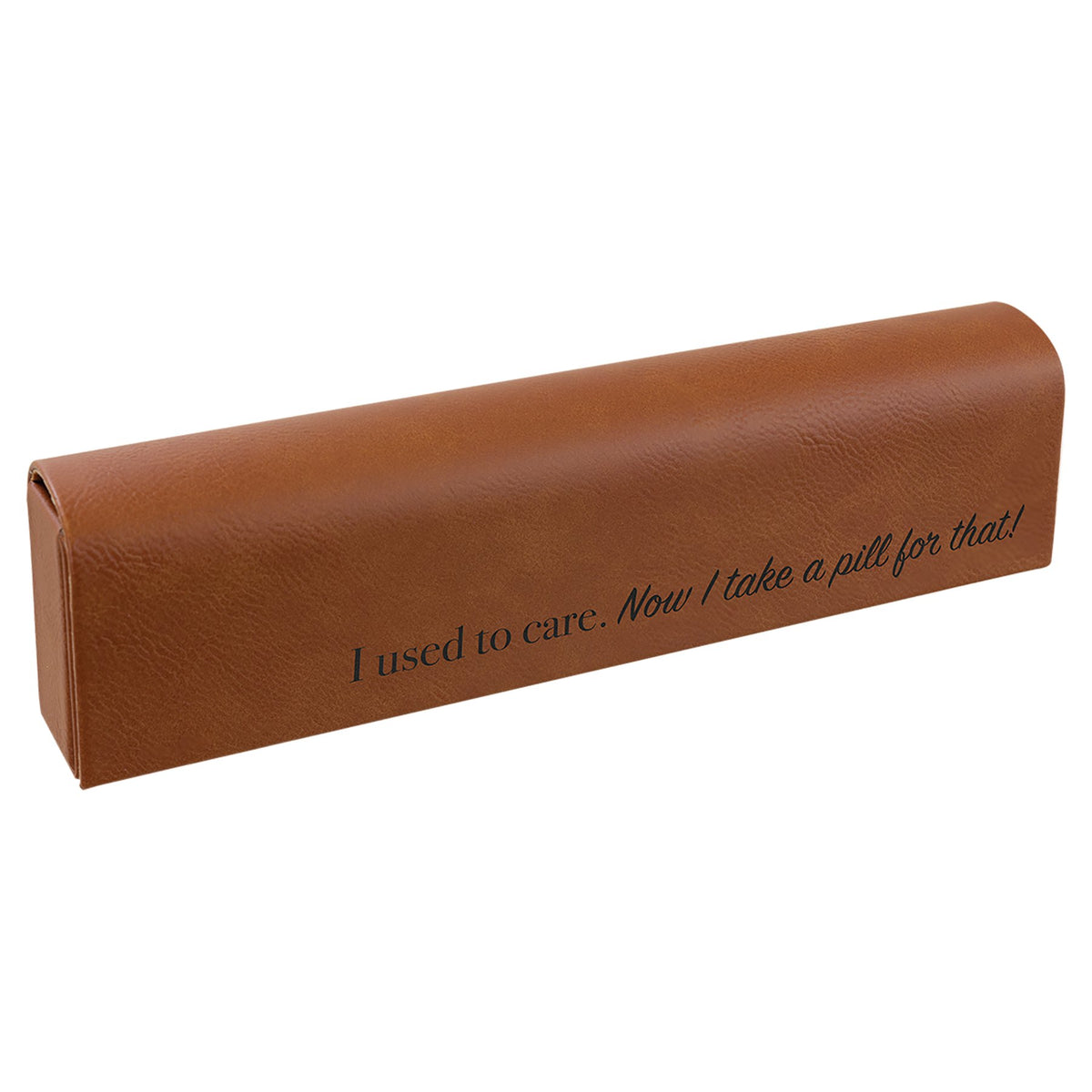 Engraved Leatherette Pill Box - Rawhide / 9 3/4 x 2 1/2 x 1 3/16 in