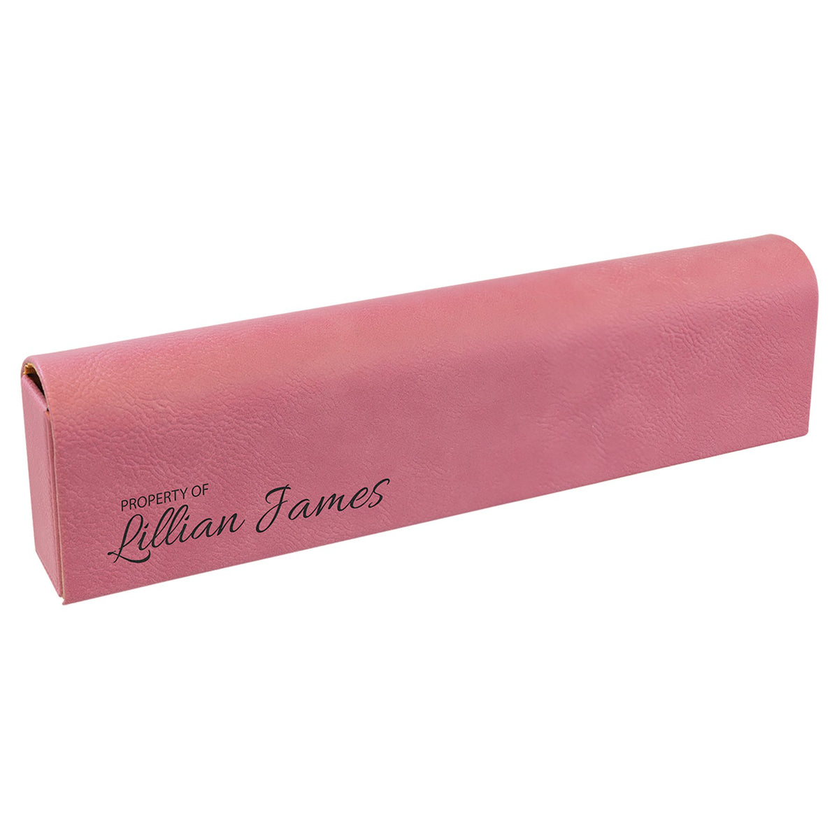 Engraved Leatherette Pill Box - Pink / 9 3/4 x 2 1/2 x 1 3/16 in