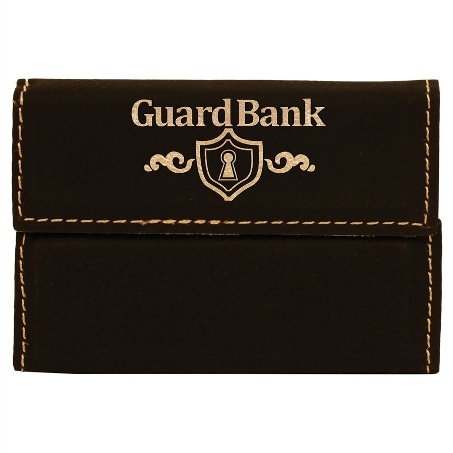 Engraved Leatherette Hard Business Card Holder - Black/Gold