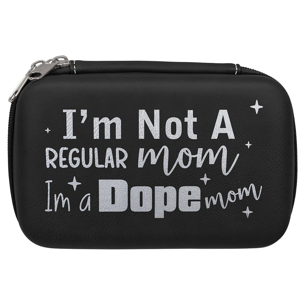 Engraved Leatherette Smoke Case - Black/Silver / 7 x 4 x 2 1/2 in
